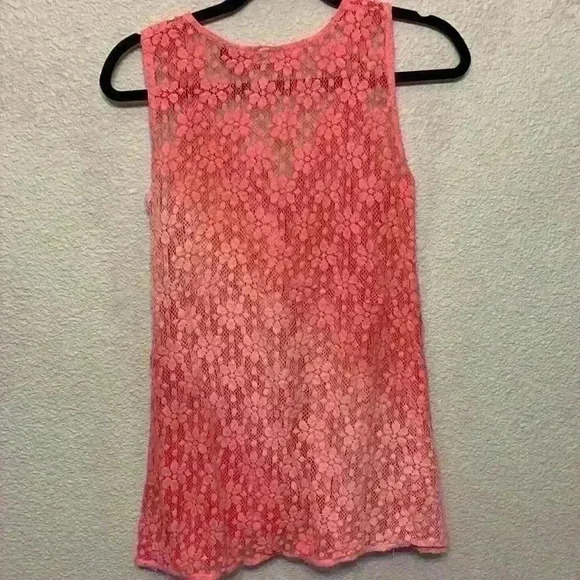 Raya Sun pink Ombre crochet lace top sz M beachy resortwear summer sheer festiva - Picture 6 of 8